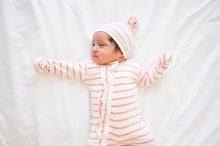 Load image into Gallery viewer, Ruffle 2 Way Zip Romper - Cream & Pink Stripes
