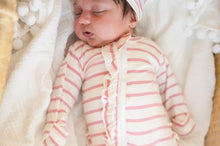 Load image into Gallery viewer, Ruffle 2 Way Zip Romper - Cream & Pink Stripes