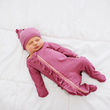 Load image into Gallery viewer, Ruffle 2 Way Zip Romper - Ribbed Mauve