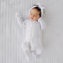 Load image into Gallery viewer, Ruffle 2 Way Zip Romper - Waffle White