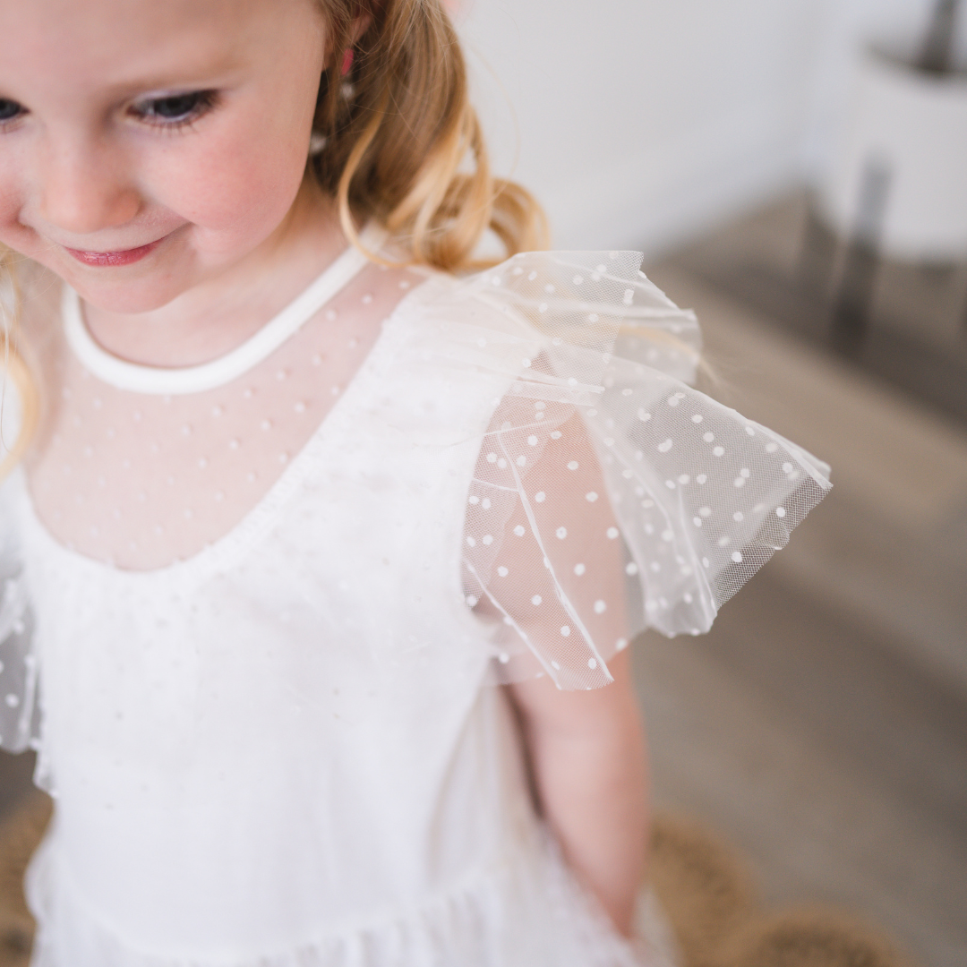 White Polka Dot Tulle Dress | Presley Couture 10/12