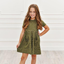 Load image into Gallery viewer, Olive Green Heart Twirl Dress