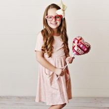 Load image into Gallery viewer, Pink Hearts Twirl Dress