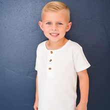 Load image into Gallery viewer, Henley Tee - White