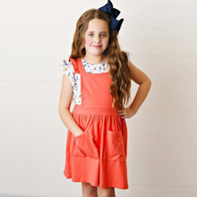 Load image into Gallery viewer, Softest Pinafore - Bright Coral (Final Sale*)