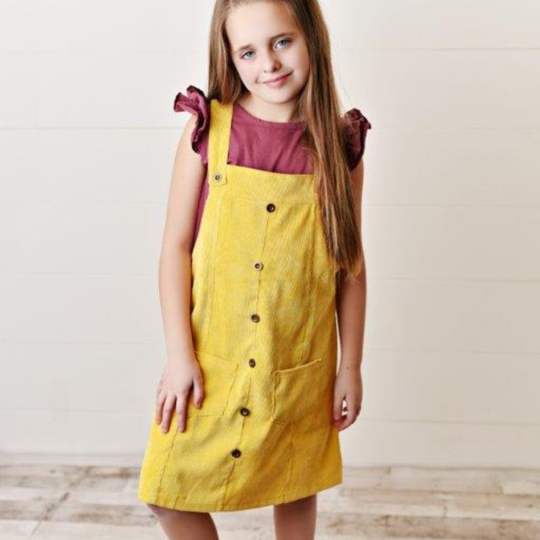 Yellow Corduroy Jumper For Girls & Toddlers