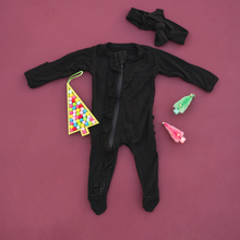 Load image into Gallery viewer, Ruffle 2 Way Zip Romper - Black