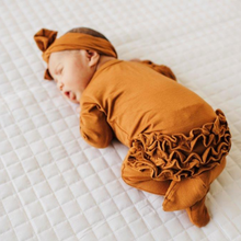 Load image into Gallery viewer, Ruffle 2 Way Zip Romper - Cognac