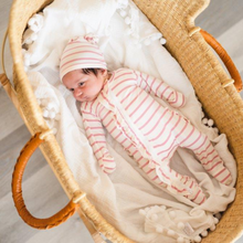 Load image into Gallery viewer, Ruffle 2 Way Zip Romper - Cream & Pink Stripes