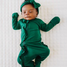 Load image into Gallery viewer, Ruffle 2 Way Zip Romper - Emerald Green