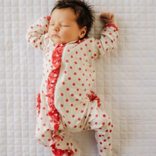 Load image into Gallery viewer, Ruffle 2 Way Zip Romper - Love Bug