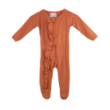 Load image into Gallery viewer, Ruffle 2 Way Zip Romper - Ribbed Rust