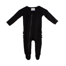 Load image into Gallery viewer, Ruffle 2 Way Zip Romper - Black