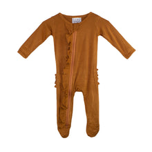 Load image into Gallery viewer, Ruffle 2 Way Zip Romper - Cognac