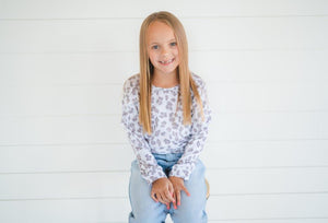 Long Sleeve Double Ruffle - White Panther