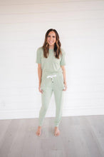 Load image into Gallery viewer, Green Stripe - Women's Short Sleeve Lounge Set