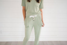 Load image into Gallery viewer, Green Stripe - Women's Short Sleeve Lounge Set
