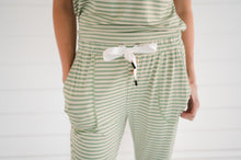 Load image into Gallery viewer, Green Stripe - Women's Short Sleeve Lounge Set