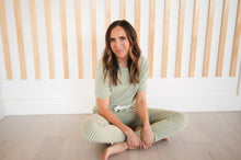 Load image into Gallery viewer, Green Stripe - Women's Short Sleeve Lounge Set