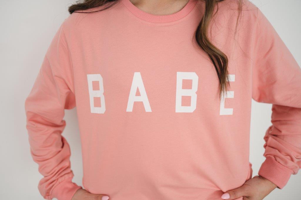 Pink babe sweatshirt sale