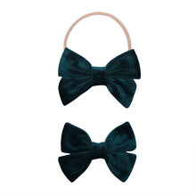 Load image into Gallery viewer, Velvet Bows - Dark Teal
