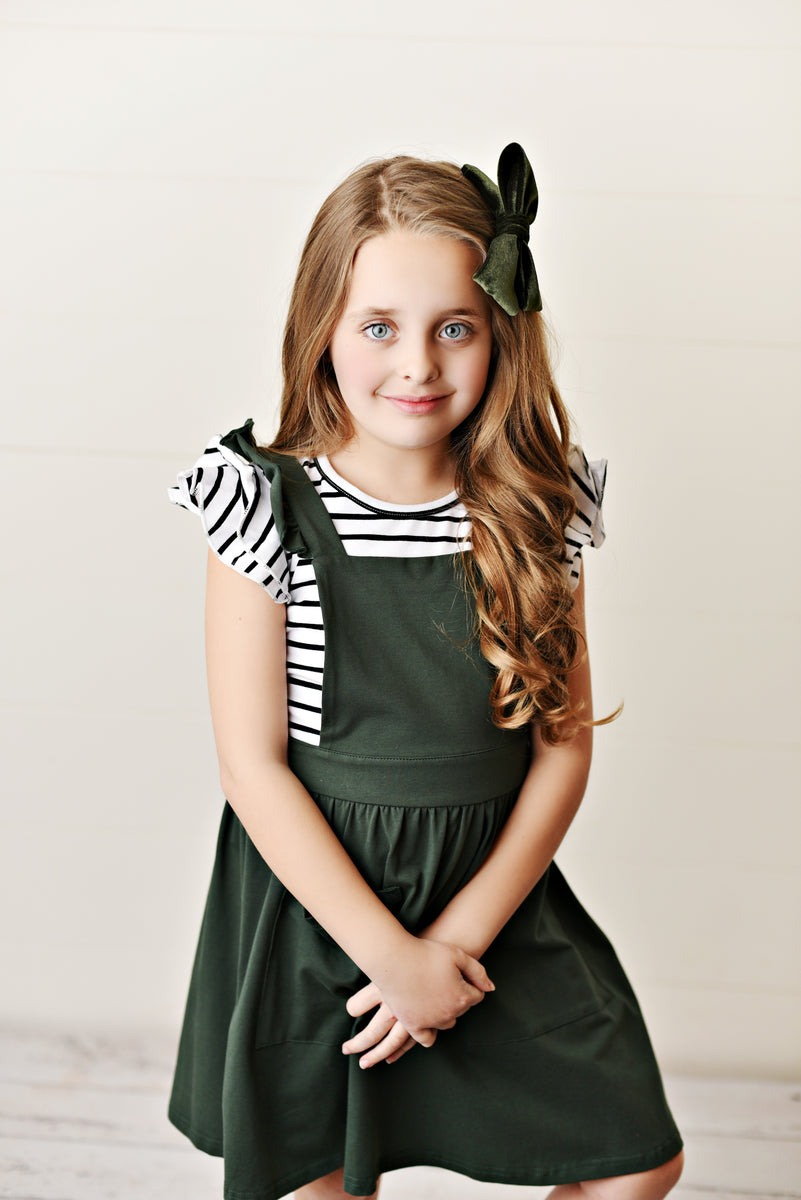 green nylon pinafore dress Green Corduroy Square Neck Pinafore Dress