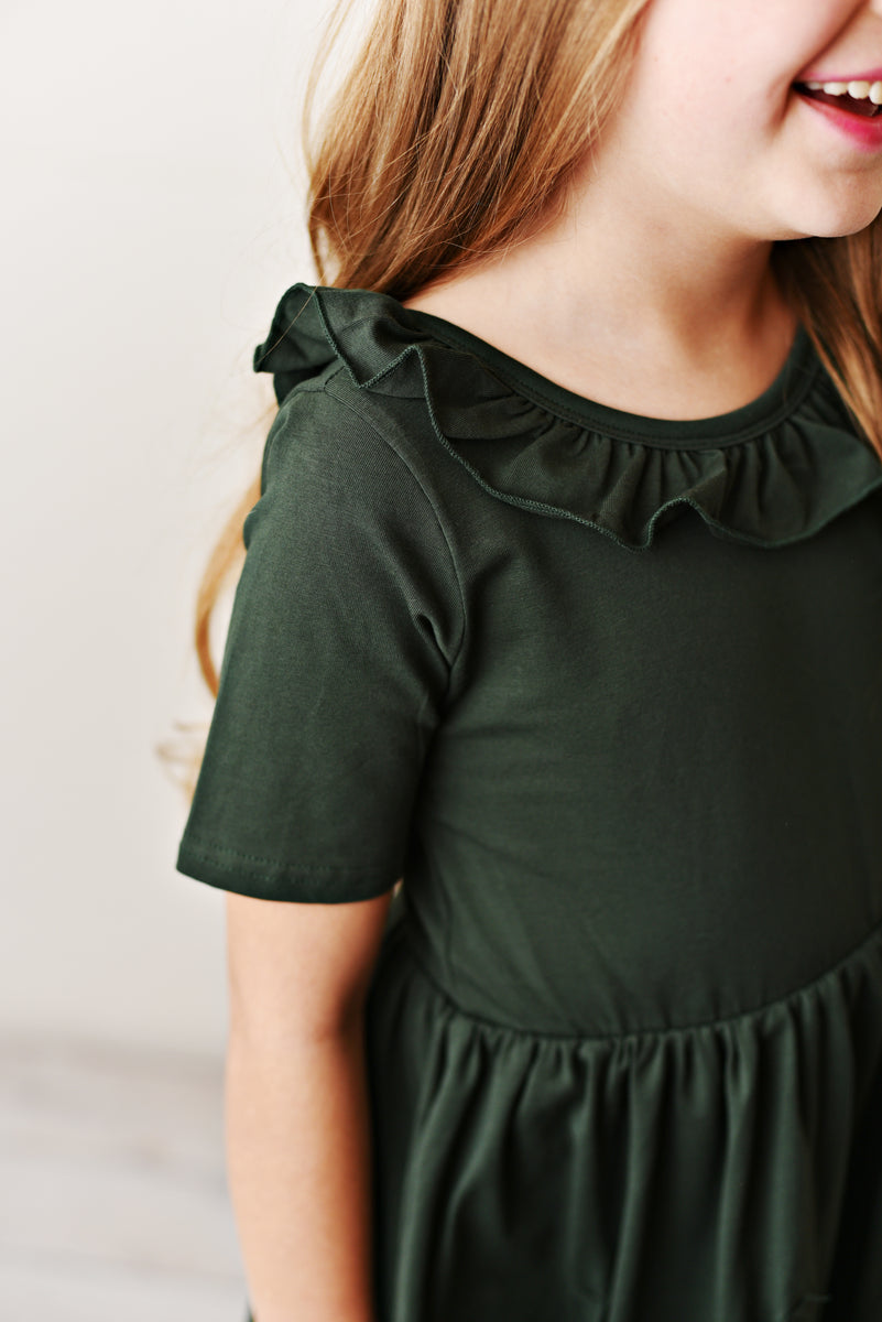 Green Ruffle Twirl Dress For Girls & Toddlers
