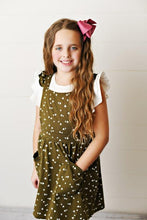 Load image into Gallery viewer, Softest Pinafore - Olive Green Heart (Final Sale*)