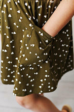 Load image into Gallery viewer, Softest Pinafore - Olive Green Heart (Final Sale*)