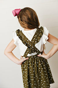Softest Pinafore - Olive Green Heart (Final Sale*)