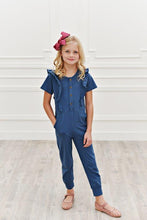 Load image into Gallery viewer, Ruffle Pocket Jumpsuit - Ocean Blue