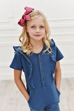 Load image into Gallery viewer, Ruffle Pocket Jumpsuit - Ocean Blue