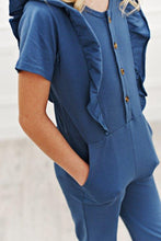 Load image into Gallery viewer, Ruffle Pocket Jumpsuit - Ocean Blue