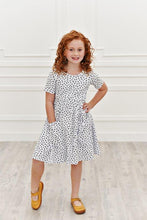 Load image into Gallery viewer, White w/ Black Hearts Twirl Dress