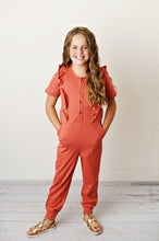 Load image into Gallery viewer, Ruffle Pocket Jumpsuit - Brick