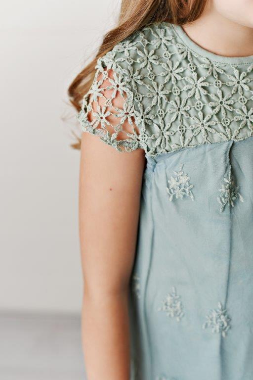 Girls' Sage Green Lace Eyelet Dress | Presley Couture 3/4T Girls' Sage Green Lace Eyelet Dress | Presley Couture 3/4T