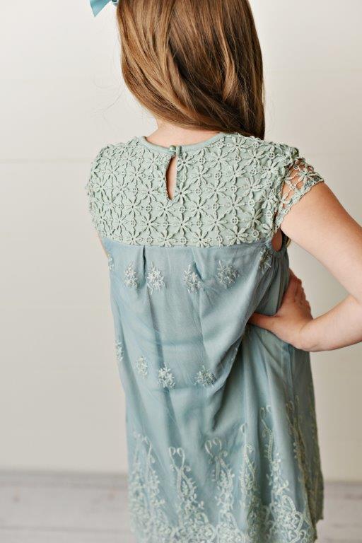 Girls' Sage Green Lace Eyelet Dress | Presley Couture 3/4T Girls' Sage Green Lace Eyelet Dress | Presley Couture 3/4T