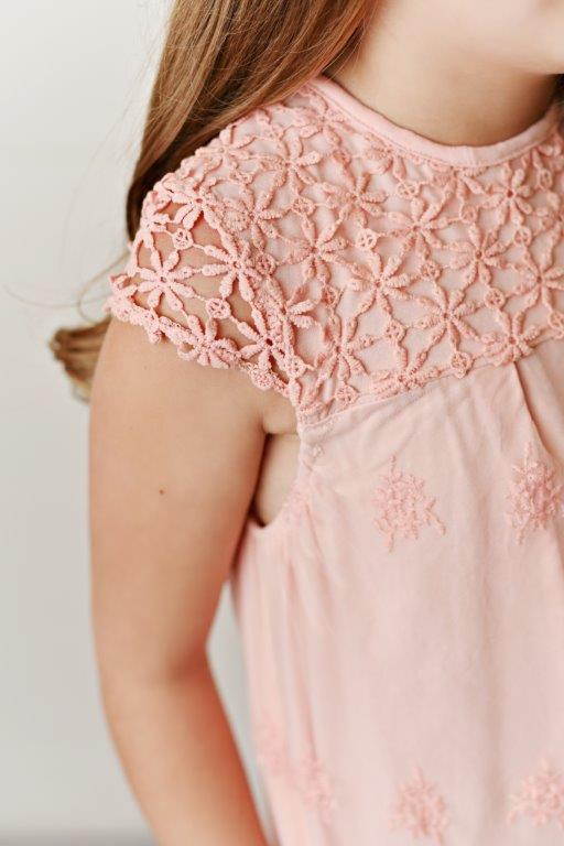 pink cherry lace dress Girls' Pink Cherry Blossom Lace Eyelet Dress
