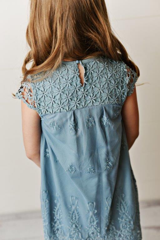 Girls' Ash Blue Lace Eyelet Dress | Presley Couture 4T/5 Girls' Ash Blue Lace Eyelet Dress | Presley Couture 4T/5