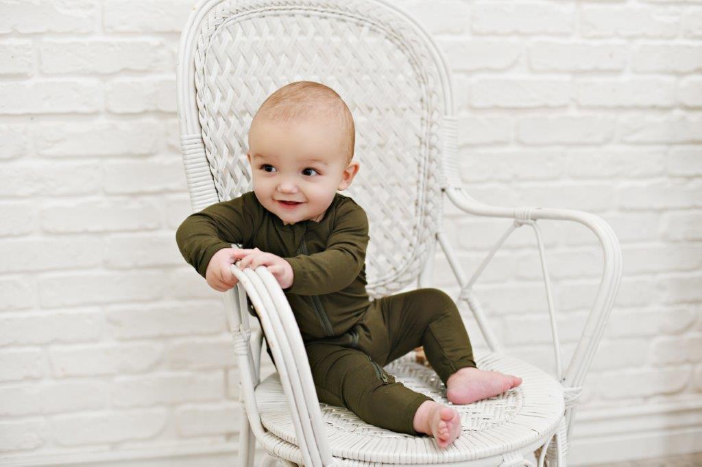 Baby girl olive fashion green romper