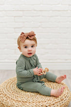 Load image into Gallery viewer, Ruffle 2 Way Zip Romper - Ribbed Evergreen