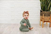 Load image into Gallery viewer, Ruffle 2 Way Zip Romper - Ribbed Evergreen