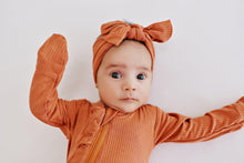 Load image into Gallery viewer, Ruffle 2 Way Zip Romper - Ribbed Rust