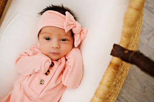 Knotted Baby Gown - Peach