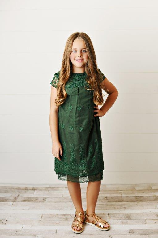 Girls green 2024 lace dress