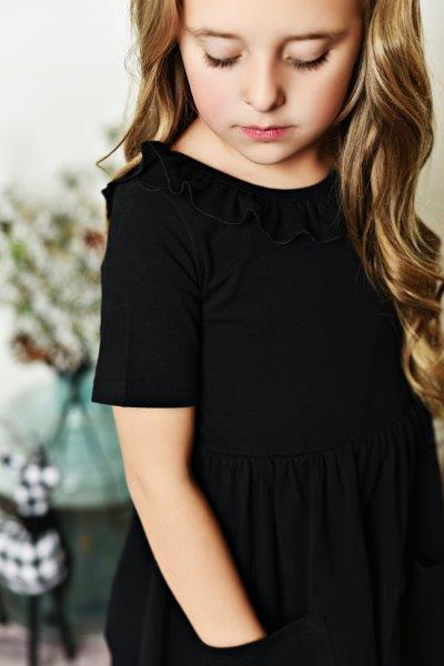 Black Ruffle Twirl Dress For Girls & Toddlers | Presley Couture 12/18 Black Ruffle Twirl Dress For Girls & Toddlers | Presley Couture 12/18