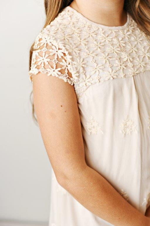 Girls' Cream Lace Dress