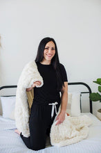 Load image into Gallery viewer, Black - Women's Short Sleeve Lounge Set