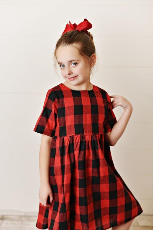plaid dress black and red Girls' Red & Black Gingham Dress