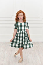 Load image into Gallery viewer, Green Check Twirl Dress